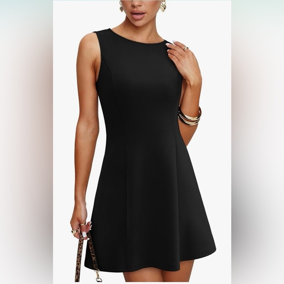Chic Black Sleeveless Mini Dress - Picture 1 of 3
